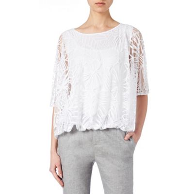 Phase Eight White Cecily Burnout Top